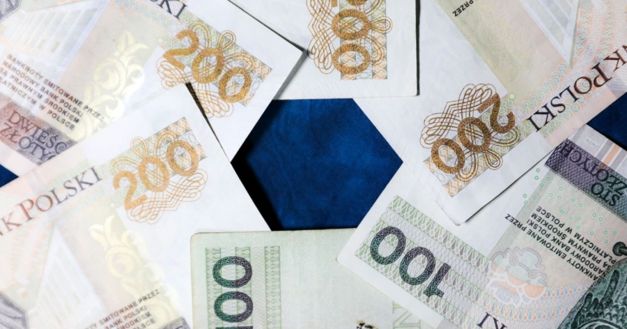 money on the blue material