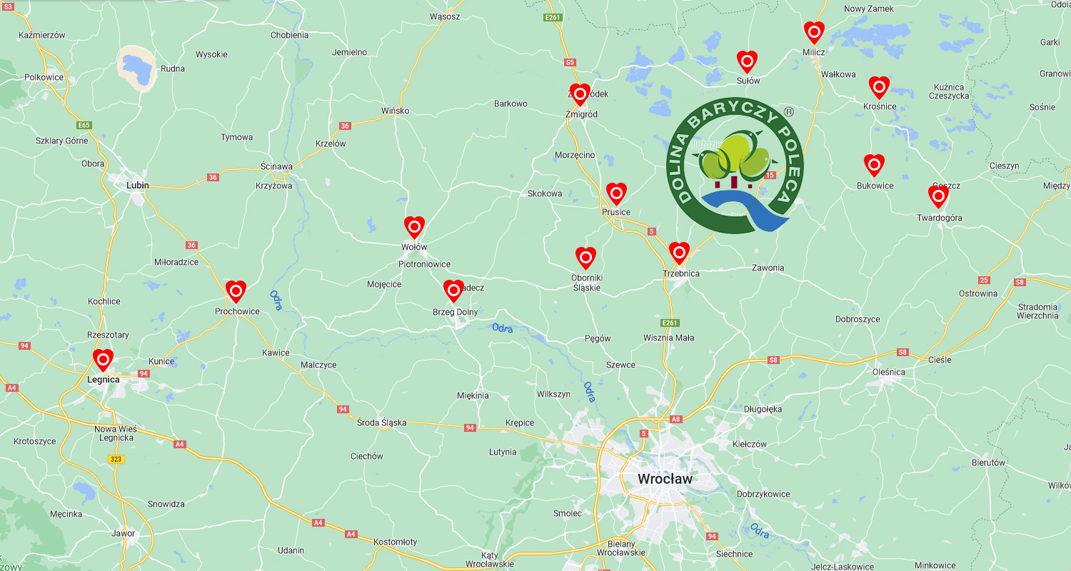 na grafice mapa z zaznaczonymi miejscowościami na trasie wycieczki rowerowej