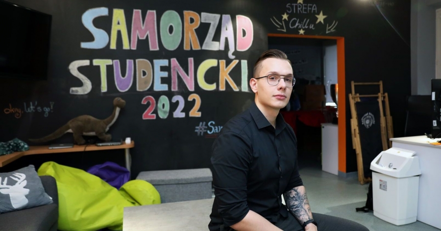 Przemysław Dylewski w siedzibie Samorządu Studenckiego