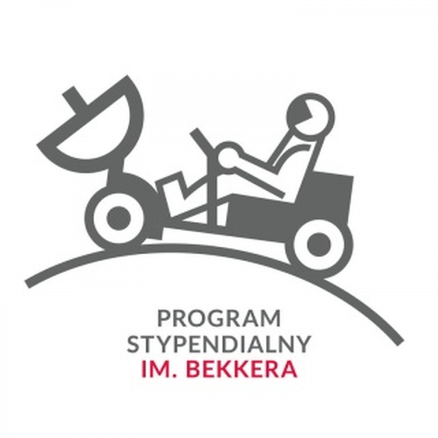 Logo programu Bekker - astronauta siedzący w pojeździe księżycowym