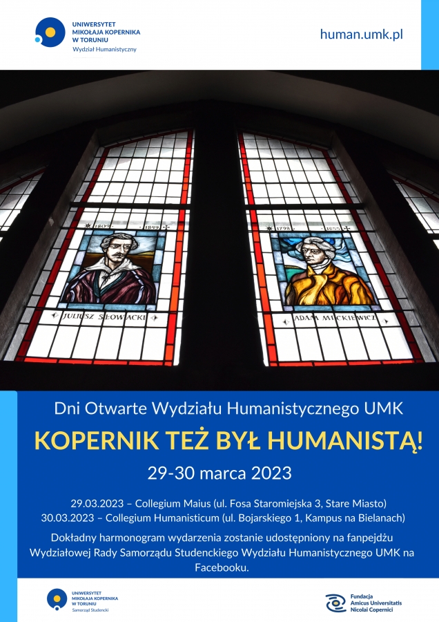 Witraż z portretami Juliusza Słowackiego i Adama Mickiewicza w Collegium Maius.