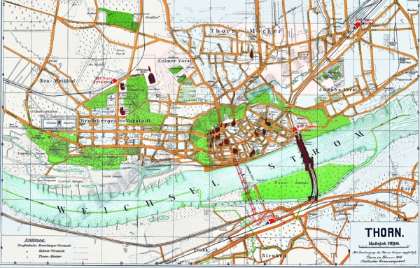 mapa Torunia z 1916 roku
