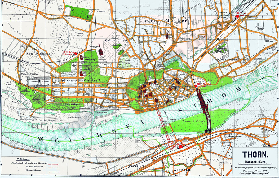 mapa Torunia z 1916 roku