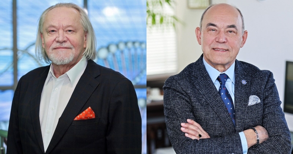 Two portrait photos of professors