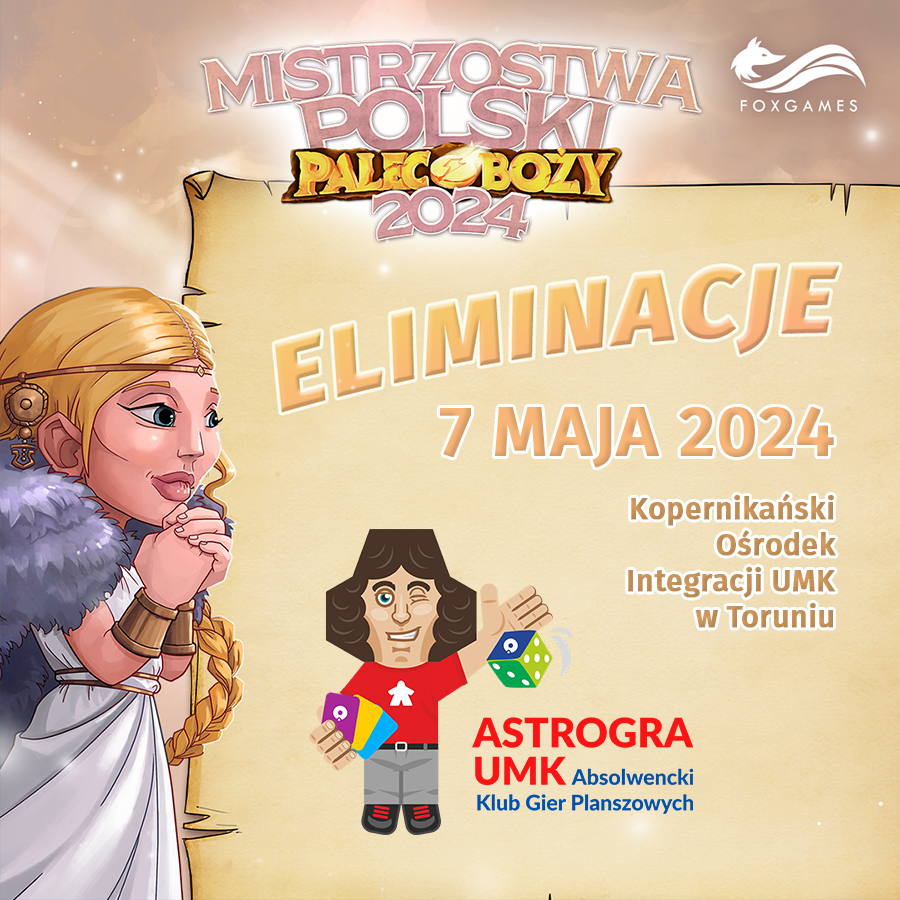 na grafice napis Mistrzostwa Polski w grę Palec Boży 2024