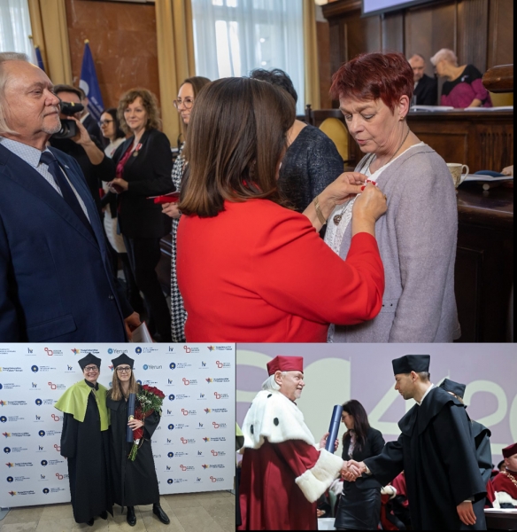 koleżanka dr Marzanna Kurzawa, prof. UMK została odznaczona Medalem Komisji Edukacji Narodowej, natomiast dr inż. Monika Momot-Ruppert i dr inż. Szymon Poliński po uroczystej promocji doktorskiej otrzymali dyplomy doktorskie z rąk Jego Magnificencji Rektora UMK