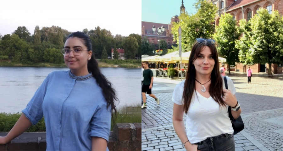Two pictures of two female students