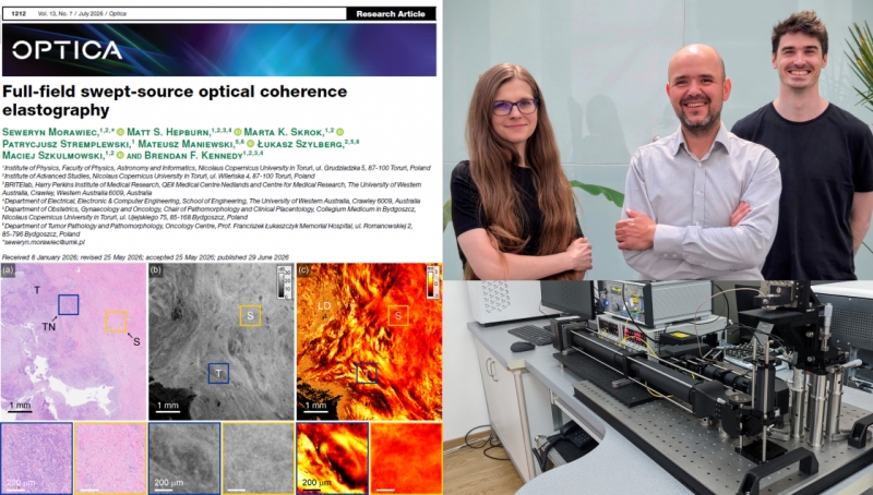 Three members of the research team standing side by side inside the institute building.