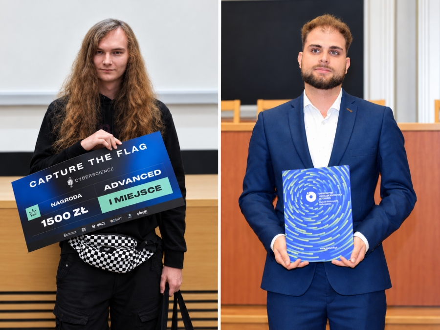 Nagrodzeni Mateusz Piórkowski i inż. Mateusz Sobkowiak.