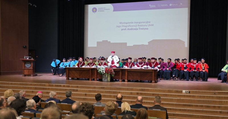 The opening of the academic year, with members of the Senate on stage wearing togas and ermine stoles