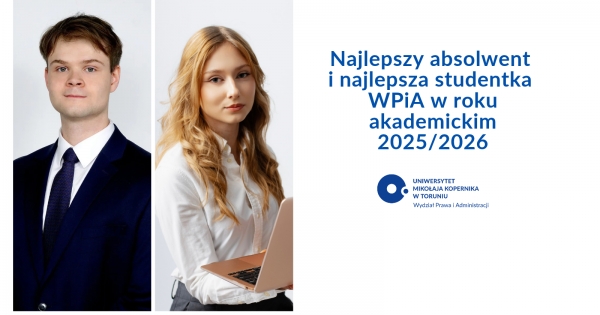 zdjęcie najlepszego absolwenta i najlepszej studentki na jasnym tle
