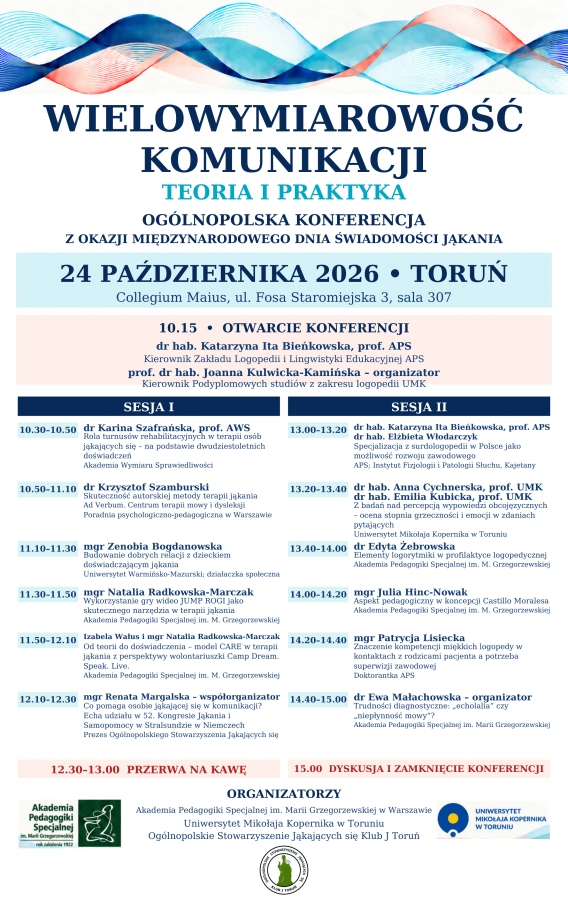 Plakat promujący konferencję: Wielowymiarowość komunikacji. Teoria i praktyka